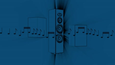 Blue-Speakers-and-Musical-Notes-