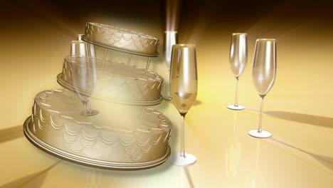 Hochzeitstorte-Und-Sektglas-Konzept