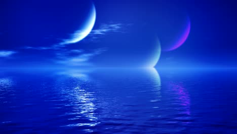 Abstract-Blue-Sea-With-Planets