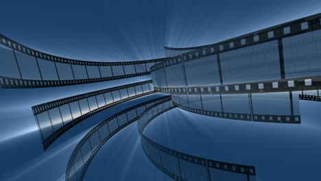 Rotating-Film-Reels-on-Blue-Background