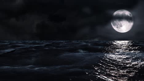 Mond-über-Dem-Meer-In-Der-Nacht