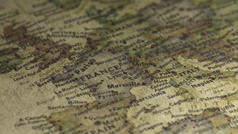 Panning-on-a-Vintage-Map-Across-to-France