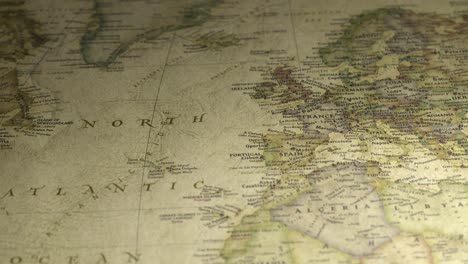 Panning-on-a-Vintage-Map-Across-to-Europe-2