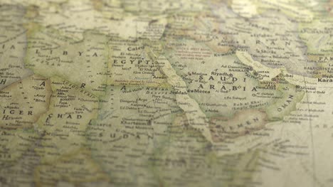 Pan-Across-to-Saudi-Arabia-on-a-Vintage-Map