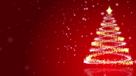 Christmas-Tree-on-Red-Background-Loop