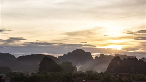 Time-Lapse-of-Sunset-Over-Vietnamese-Mountains