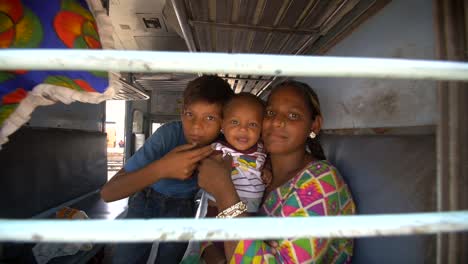 Indian-Woman-with-Children-on-Train