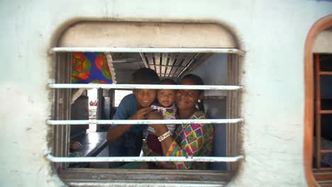 Indian-Woman-and-Children-on-a-Train