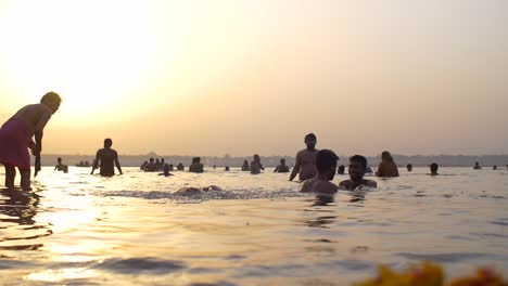 People-in-the-Ganges-at-Sunset