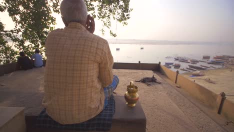 Man-Overlooking-Ganges-Riverbank