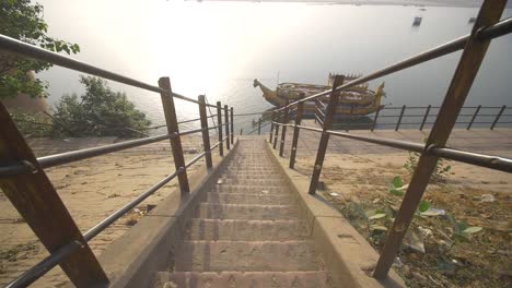 Moving-Down-Stairway-Towards-a-River
