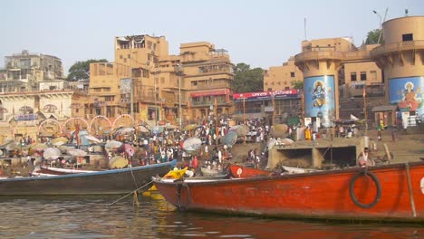 Slow-Pan-Over-Boats-by-Dashashwamedh-Ghat