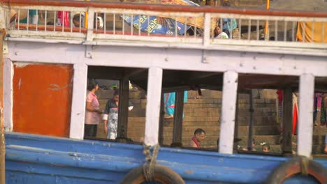 Close-Up-Panning-Shot-of-Boat-by-Ghat