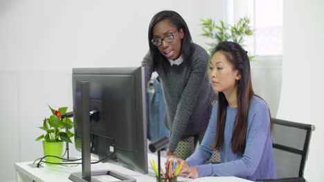 Two-Young-Business-Women-Working-at-Computer