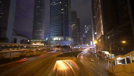 Zeitraffer-Einer-Kreuzung-In-Der-Innenstadt-Von-Hongkong