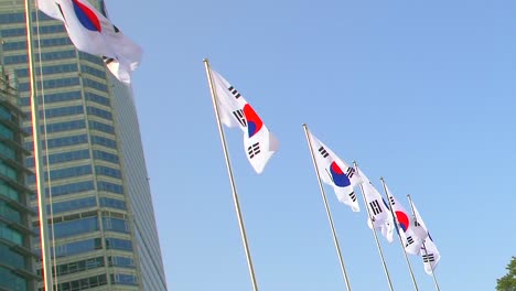 Fila-de-banderas-surcoreanas