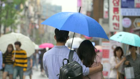 Couple-Sharing-Blue-Umbrella