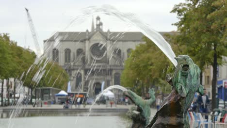 Fountain-and-Church-in-Brussels