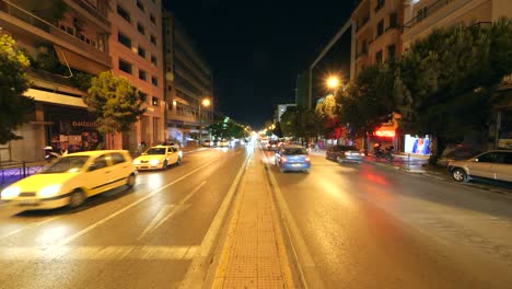 Looking-Down-Street-at-Night-in-Athens