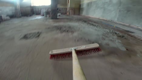 Sweeping-Building-Site-With-Broom-GoPro