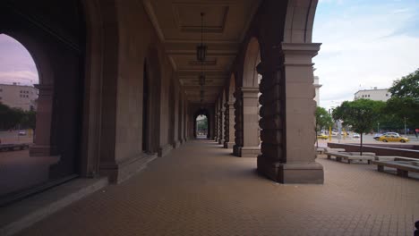 Walking-Through-Colonnade-in-Sofia