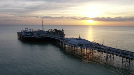 Flying-Over-Brighton-Pier-at-Sunset-4K