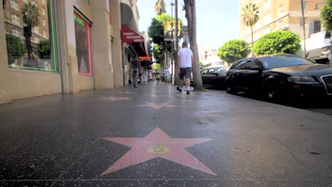 Backwards-Panning-of-Hollywood-Walk-of-Fame