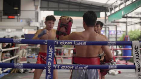 Muay-Thai-Boxers-Sparring-in-Ring