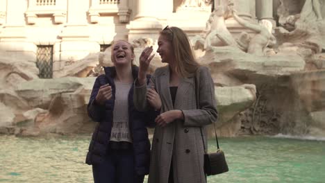 Laughing-In-Front-Of-Trevi-Fountain