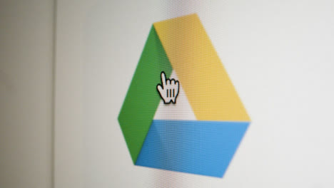 Close-Up-Pan-Clicking-on-Google-Drive-Icon-on-Screen