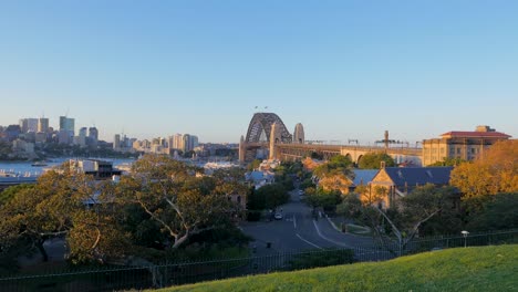 View-of-Empty-Street-with-Sydney-Bridge-and-Harbour