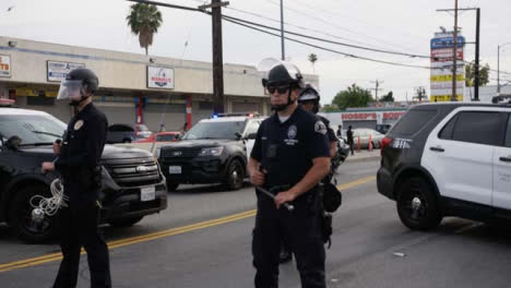 Hollywood-Police-Officers-Holding-Batons-During-Protest