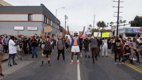 Hollywood-Group-of-Protesters-Chanting-at-Police-During-Protest