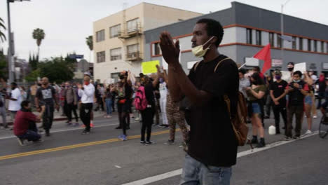 Hollywood-Black-Man-Clapping-To-Protesters-Chanting-During-Protest