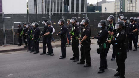 Hollywood-Police-Officers-Standing-Holding-Batons-During-Protest