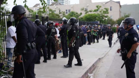 Hollywood-Police-Line-Up-Arrested-Protesters-Against-Fence