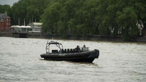 Police-Boat-Sitting-Stationary-On-a-River