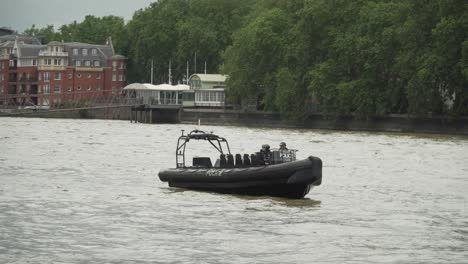 Police-Boat-Sitting-Stationary-On-a-River