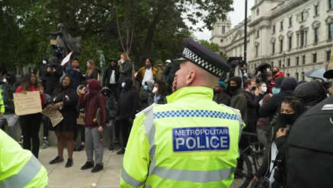 London-Police-Officer-Monitors-Protestors-During-Black-Lives-Matter-Demonstrations