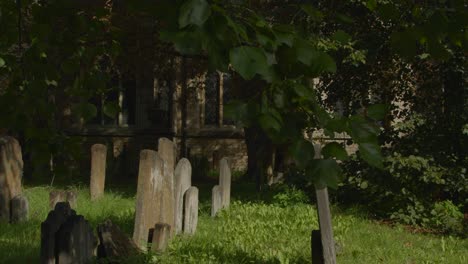 Tracking-Shot-of-Saint-Mary-Magdalen-Church-Graveyard-