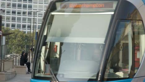 Tram-Driving-Through-Birminghams-City-Centre