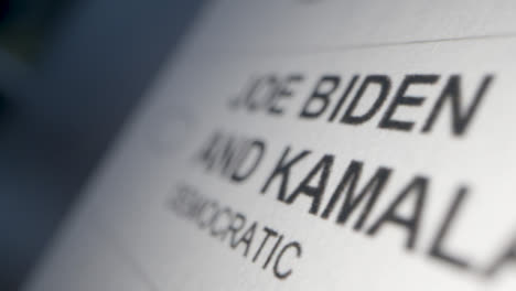 Tracking-Close-Up-of-Vote-for-Joe-Biden-Name-on-Ballot-Paper