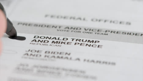 Extreme-Close-Up-of-Vote-for-Donald-Trump-Name-on-Ballot-Paper