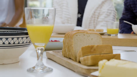 Kitchen-Island-Surface-with-Orange-Juice-Bread-and-Butter