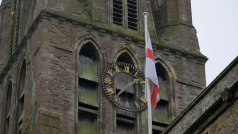 Low-Angle-Shot-Looking-Up-at-England-Flag-On-Church-Mast-