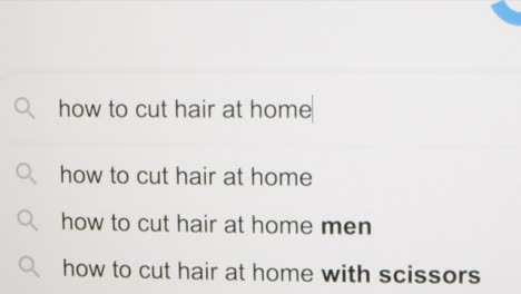 Typing-How-to-Cut-Hair-at-Home-in-Google-Search-Bar