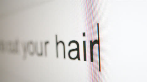 Extreme-Close-Up-Typing-How-to-Cut-Hair-at-Home-in-Google-Search-Bar