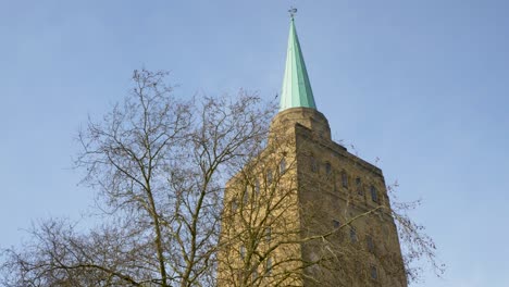 Tracking-Shot-Looking-Up-at-Spire-of-Nuffield-College-