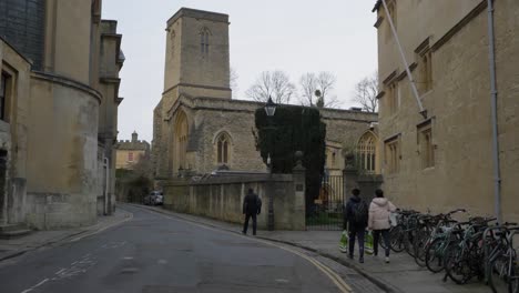Tracking-Shot-Following-People-On-Queens-Lane-Approaching-Balliol-College-Library-