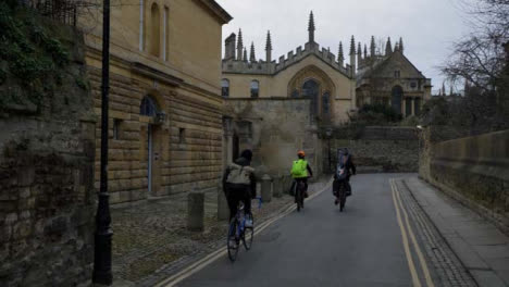 Tracking-Shot-Following-Cyclists-Down-Old-Oxford-Lane-